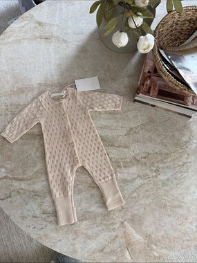 Zara Cream Knit Baby One-Piece Footie